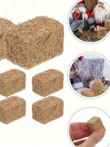 4/8 piezas Mini Pacas Cuadradas: 8 piezas de Pacas Decorativas Pequeñas Figura en Miniatura para Manualidades, Casa de Muñecas, Granja, Mesa, Decoración de Cosecha, Decoración, 3 cm