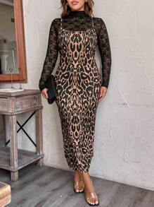 SHEIN Clasi Plus Size Women 2Pcs Floral Elegant Suit For Autumn - Coffee Brown - View 5