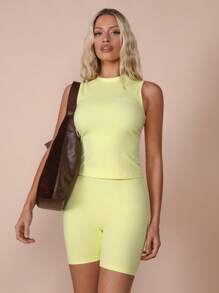 COSMINA Women's Yellow Vintage Basic Shorts