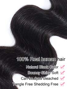 Body Wave 3pcs Bundles With 4*4 Transparent Lace Front Closure Unprocessed Human Hair With Baby Hair Around Human Virgin Hair Extensions Natural Color Black For Women Hair - SNatural - View 4