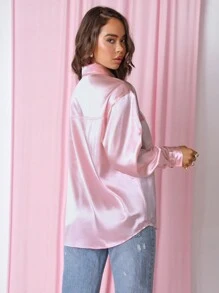 COSMINA 情人节粉色欧根纱女式衬衫 - 粉色 - 查看 2