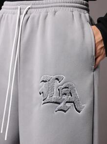 SUMWON Premium Drop Crotch Jogger Sweatpants Athletic Fleece Pants Relaxed Fit Drawstring Waistband Embroidered Logo Lounge Athleisure Winter Fall Comfort