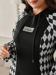 Mulvari Plus Size Simplistic & Fashionable Casual Everyday Dress - Black and White - View 6