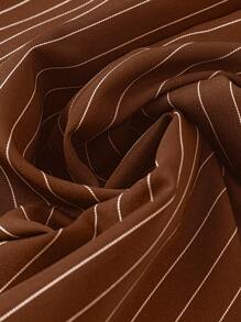 SHEIN LUNE Plus Size Striped Blazer Suit Set, Jacket & Pants - Brown - View 4