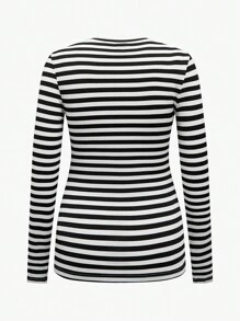 SHEIN 3pcs/Set Maternity Casual Cropped Long Sleeve Round Neck Simple Pattern T-Shirts, Autumn Knit - Khaki - View 5