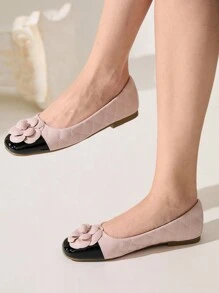 CUCCOO CHICEST 女士圆头舒适拼布平底乐福鞋 - 粉色 - 查看 7