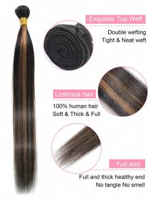 3pcs Straight Hair Bundles 4x4 Lace Front Closure With Baby Hair Around Transparent Lace Unprocessed Human Hair 1B/30 Color 3 Bundles Human Virgin Hair Extensions For Women Hair - S1/30 - View 5