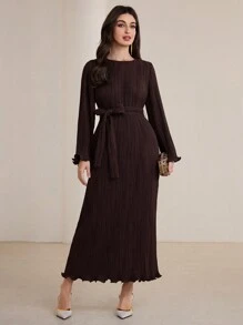 Graceveil 女士超长荷叶边下摆连衣裙，雪纺材质，朴素