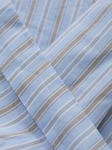 DAZY Đầm dài ngang gối kẻ sọc buộc dây dành cho nữ, thích hợp mặc công sở, trang phục nữ mùa thu, đầm dài tay, đầm maxi. - Màu xanh lam - Xem 11