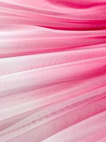 SHEIN 女婴春夏优雅款式，蝴蝶图案无袖上衣和网眼短裙 - 粉色 - 查看 7