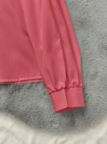 SHEIN LUNE 女式白色可爱韩式/日式彼得潘领百搭衬衫，适合分层或外套，适合秋冬季 - 西瓜粉 - 查看 5