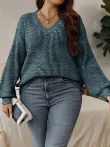 Calvaya 加大落肩罗纹针织毛衣，冬季