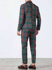 Manfinity Homme 2 件套格子西装外套、上衣和裤子套装 - 彩色 - 查看 2