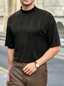 Manfinity VCAY 男士针织提花圆领短袖T恤，适合夏季