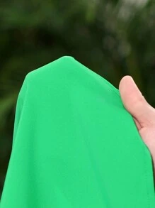 Slaydiva 2 pièces/Set Femme Chemise verte décontractée avec nœud à l'avant et shorts imprimés pour les vacances - Multicolore - Voir 7