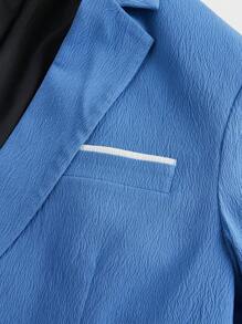 Manfinity Mode 男士休闲西装套装，简约时尚西装外套和长裤，适合日常穿着 - 藍色 - 查看 3