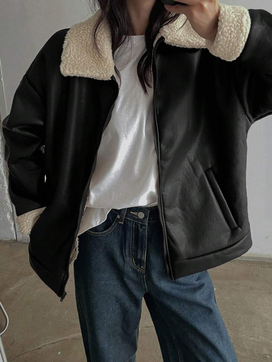 DAZY 女士宽松休闲常规版型保暖内衬夹克，秋季女装外套