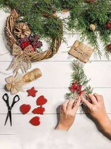 SHEIN 1Pc 2M/Roll Natural Jute Burlap Ribbon, 4 Styles Lace Ribbon Mesh Burlap Ribbon, DIY Decoration Craft Packaging Ribbon Bow, Suitable For Festivals, Parties, Weddings, DIY Handmade Arts, Home Decoration Valentine's Day - Khaki - View 5