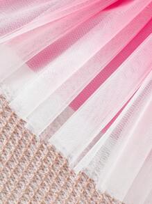 SHEIN 女婴春夏优雅款式，蝴蝶图案无袖上衣和网眼短裙 - 粉色 - 查看 8