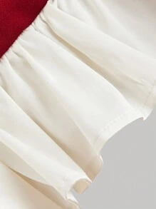 SHEIN MOD Robe noire mini pour femme avec nœud blanc et décoration de perles, robe courte d'hiver, robe de soirée, robe de fête, robe du Nouvel An