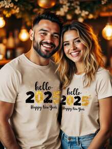 Manfinity Homme 男式修身短袖 T 恤，深卡其色 - 卡其色 - 查看 1