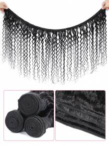 3 Bündel Wasser-Wellen-Haar mit 13x4 transparentem Spitzenvorderteil-Verschluss, freier Scheitel-Spitze mit Babyhärchen, vorausgerupfte Haarlinie, Echthaar-Verschluss in natürlicher Schwarzfarbe - SNatural - Übersicht 6
