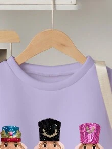 SHEIN Tween Girl Casual Nutcracker Print Sweatshirt, Autumn/Winter