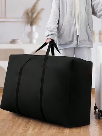 1 Stück tragbare faltbare Vlies-Reißverschluss-Aufbewahrungstasche, schwarzer Gepäckorganizer für saisonale Kleidung, Decken, Weihnachtsbäume, Reiseutensilien, Großraum-Lagerungslösung, wiederverwendbar, langanhaltend, leicht, Allzwecktasche