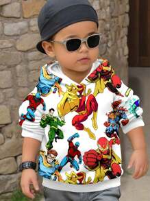 SHEIN Young Boy Casual Cartoon Graphic Loose Comfortable Everyday Knit Long Sleeve Sweatshirt - Multicolor - View 1