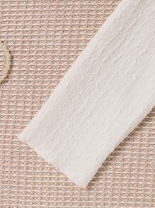 2pcs Girls Elegant Bow Decor White Long Sleeve Top & Casual Long Pants Home Outfit Set