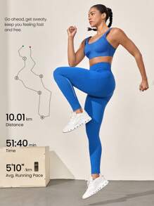 GLOWMODE 26 英寸 Powersculpt-Air 跑步紧身裤 侧袋 反光 中等冲击 训练 健身 速干 吸湿排汗 凉爽感 - 藍色 - 查看 4