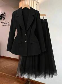 SHEIN Unity 2 件套休闲长袖大码女式套装