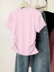 INAWLY Camiseta de manga corta de estilo casual y sencillo para mujer, camisetas gráficas de uso diario para mujeres
