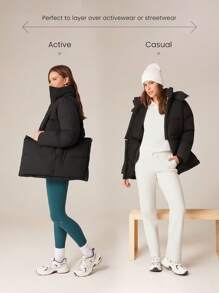 GLOWMODE Windproof Lightweight Puffer Warm Jacket Daily Casual Winter - Black - View 8