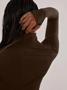 Musera Sport Overlock Stitched High Neck Jumpsuit,Padel, Tennis, Pickleball Gym Fitness - Brown - View 5