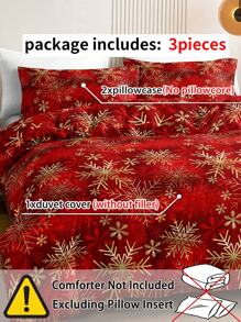 3 pièces Ensemble de housse de couette imprimée en polyester pour Noël