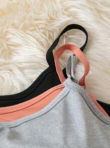 SHEIN Essnce 3pcs Set Plus Size Women's Elegant Casual Camisole With Chest Pad Design