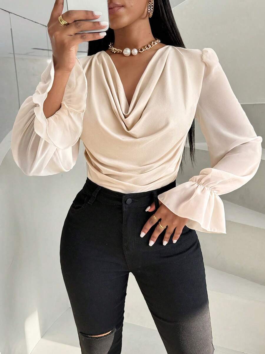 VaVaBold 女款立領荷葉袖連身衣