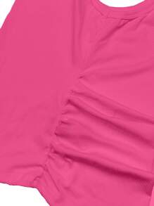 Slaydiva Basic Casual White Racerback Tank Top With Deep U-Neck - Hot Pink - View 5