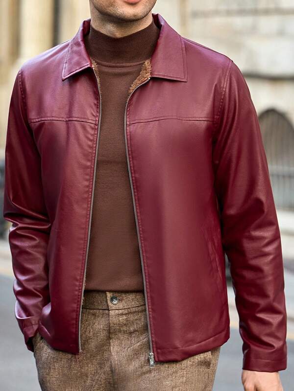 Manfinity Basics Men's Fitted Casual Turndown Collar Open Front Jacket