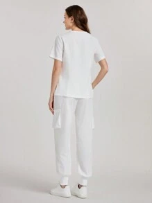 TaskEZ Effen kleur V-hals korte mouw top en broek verpleegkundig scrub uniform set