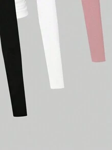 SHEIN LUNE 3入組素色側收褶短款T恤 - 粉色 - 查看 4