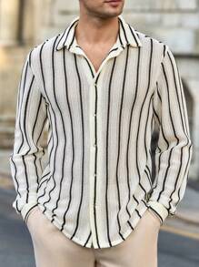 Manfinity VCAY Camisa casual de manga larga y cuello de punto holgada para hombre, adecuada para otoño/invierno - Multicolor - Ver 4