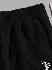 Manfinity VCAY Pantalones de felpa de punto con bolsillo delantero en diagonal, para hombre, para otoño/invierno - Negro - Ver 5