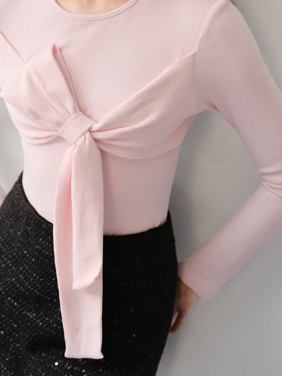 MOTF STUDIO ÁO PHÔNG BOW DECOR SLIM FIT, NGÀY VALENTINE - Hồng - Xem 2
