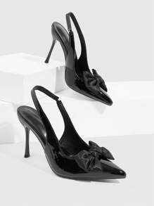 CUCCOO SZL 女士黑色高跟穆勒鞋蝴蝶装饰闭趾鞋