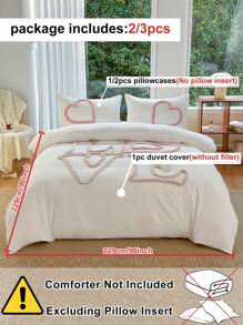 2/3PCS White Plush LOVE Letter Pattern Polyester Duvet Cover Set, Minimalist Modern Style Suitable For All Seasons Wedding Valentine's Day (1 Duvet Cover + 1/2 Pillow Covers) - White - View 4