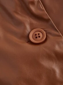 SHEIN MOD Plus Size Women's Vintage Retro Brown Casual Leather Suit Set, Autumn/Winter