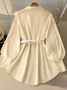 SHEIN Clasi Cintura da donna in raso con fibbia metallica, elegante per feste, ufficio e Natale - Albicocca - Visualizzare 2