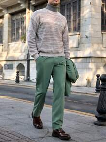 Manfinity Basics Men's Loose Dropped Shoulder Round Neck Knit Sweater, Casual Fit For Autumn/Winter - Multicolor - View 4